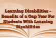 Learning Disabilities – Benefits of a Gap Year For Students With Learning Disabilities