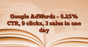 Google AdWords – 6.25% CTR, 9 clicks, 3 sales in one day