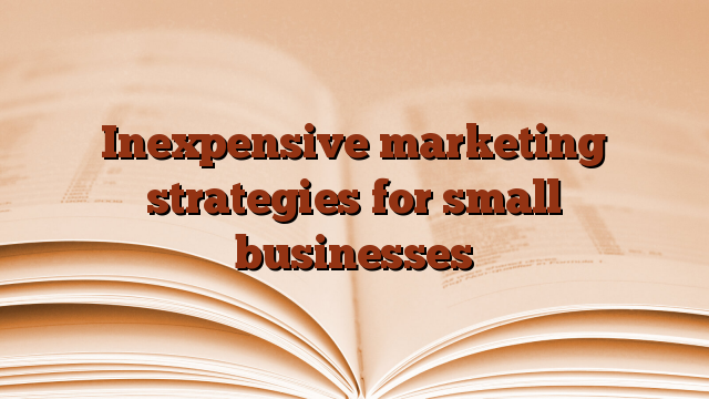 Inexpensive marketing strategies for small businesses