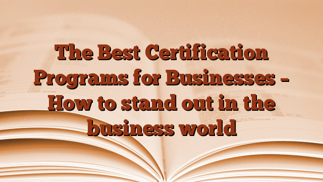 The Best Certification Programs for Businesses – How to stand out in the business world